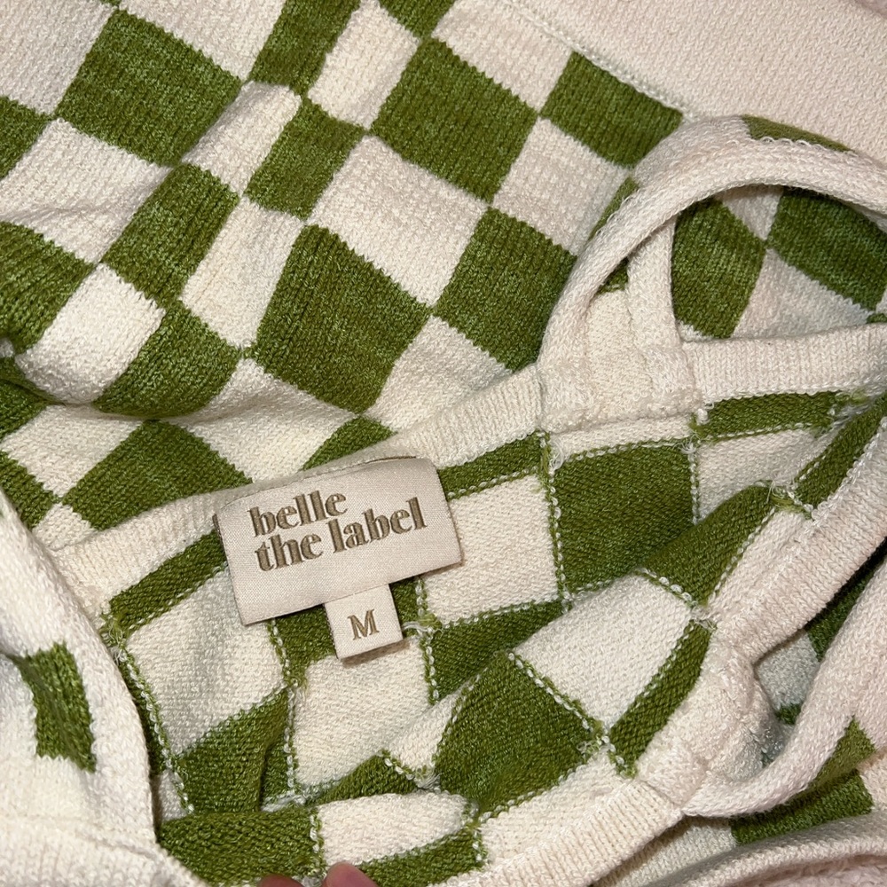 Checker Knit Belle the Label Set in Green and Cream - Picture 8 of 8